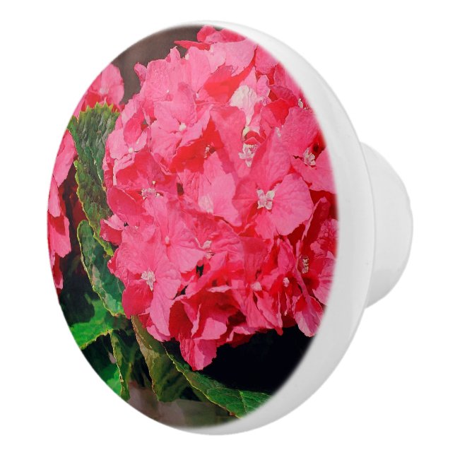Pink Hydrangeas Ceramic Knob (Right)