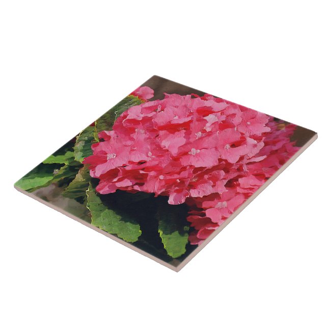 Pink Hydrangeas Ceramic Tile (Side)