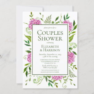 Pink Hydrangeas Couples Shower Invitation