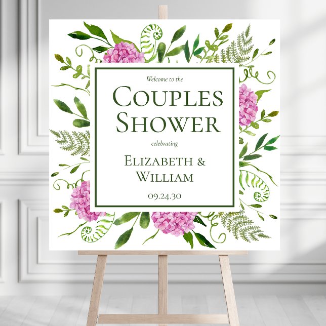 Pink Hydrangeas Couples Shower Welcome Sign (Creator Uploaded)
