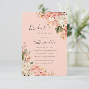 Pink Hydrangeas Floral Bridal Shower Invitation