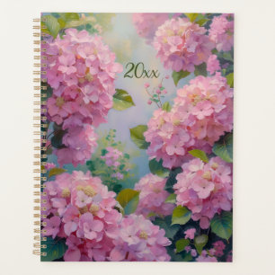 Pink Hydrangeas Floral Spiral-Bound Planner Spring