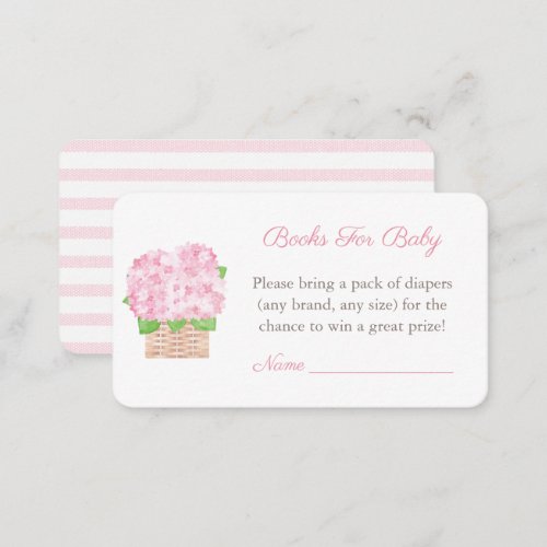 Pink Hydrangeas Girl Baby Shower Diaper Raffle Enclosure Card