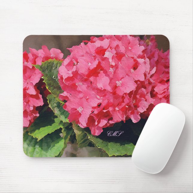 Pink Hydrangeas Mouse Pad (With Mouse)