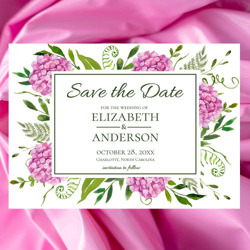 Pink Hydrangeas Photo Save The Date
