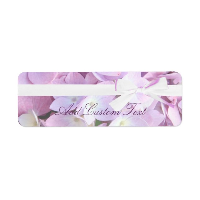 Pink Hydrangeas Ribbon Wedding Address/Shipping Label (Front)