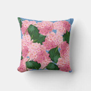 Pink Hydrangeas Throw Pillow