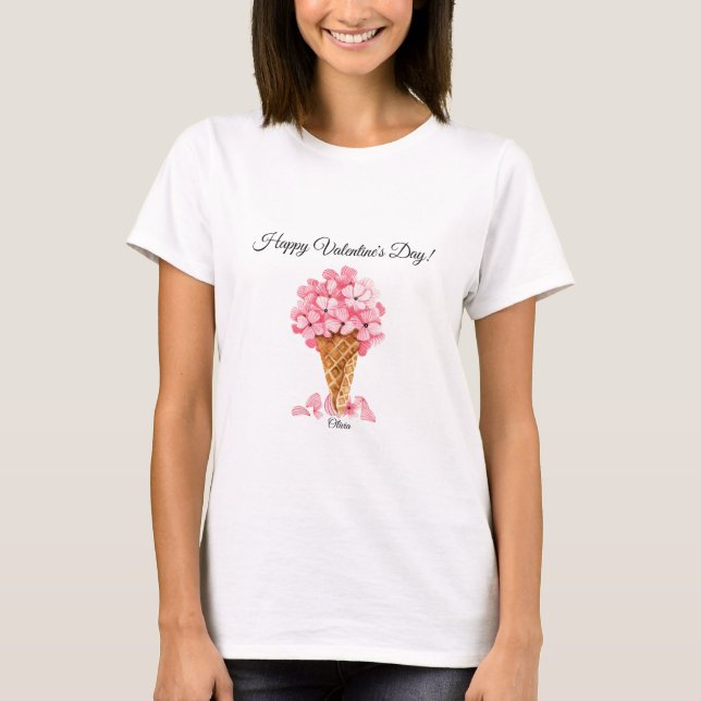 Pink Hydrangeas Valentines T-Shirt (Front)