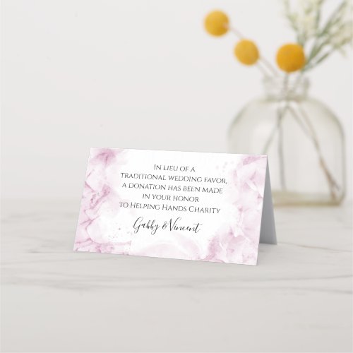 Pink Hydrangeas Watercolor Wedding Charity Favors  Place Card