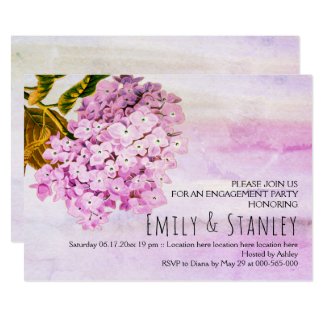 Pink hydrangeas wedding engagement invitation