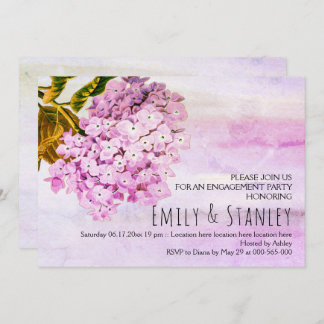 Pink hydrangeas wedding engagement invitation