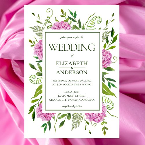 Pink Hydrangeas Wedding Invitation