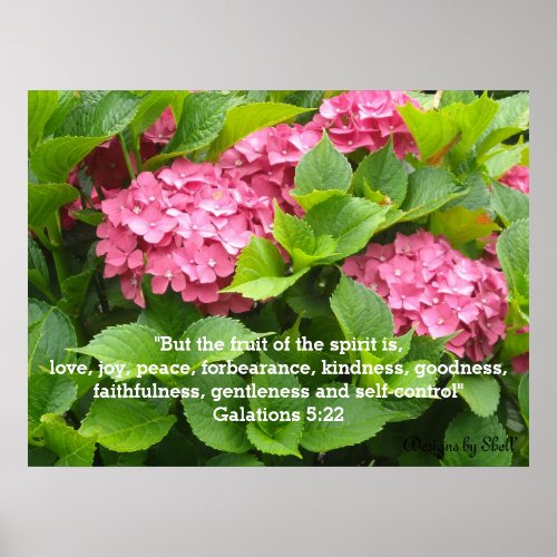 Pink Hydrangeas with Scripture Poster