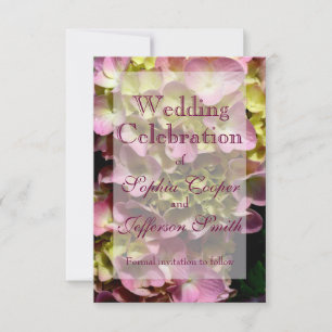 Pink Hydrangeas yellow pink green floral Wedding Save The Date