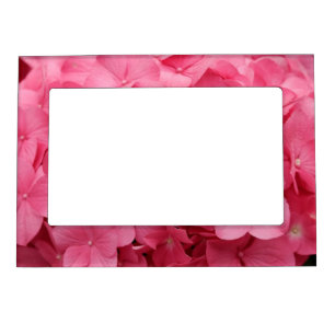 Pink hydrngea flowers magnetic photo frame