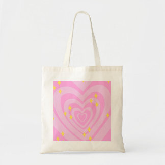 Pink hypnotic heart pattern Y2K with sparkles Tote Bag