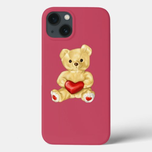 Pink Hypnotizing Cute Teddy Bear Protective iPhone 13 Case
