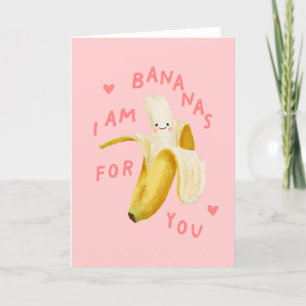 Pink I Am Bananas For You Letterpress Thank You Card