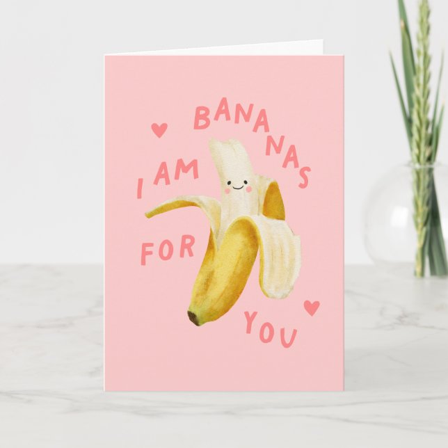 Pink I Am Bananas For You Thank You Card (Front)