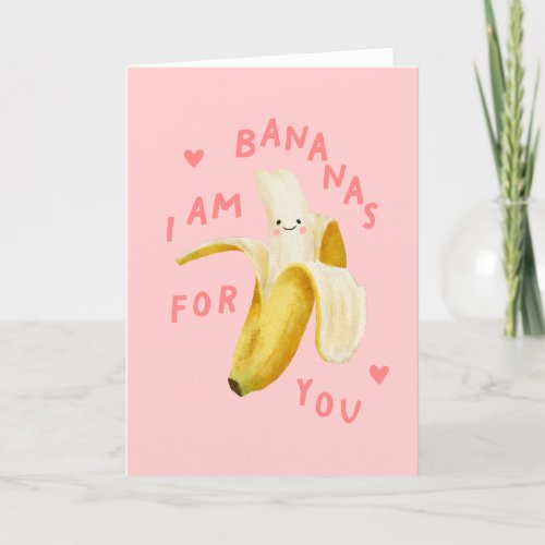Pink I Am Bananas For You Thank You Card