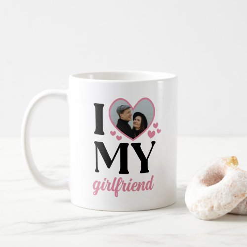 Pink I Heart My Girlfriend Add Photo Coffee Mug