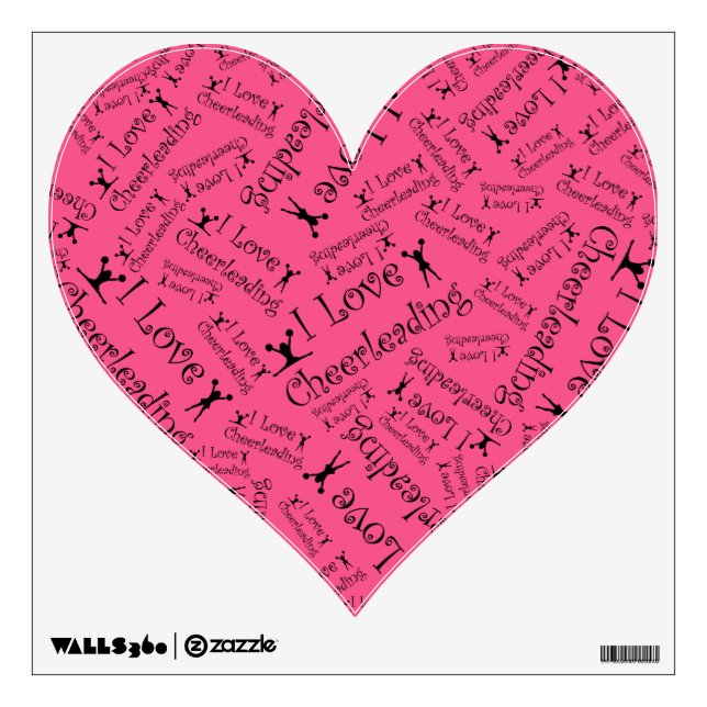 Pink I love cheerleading Wall Sticker (Front)