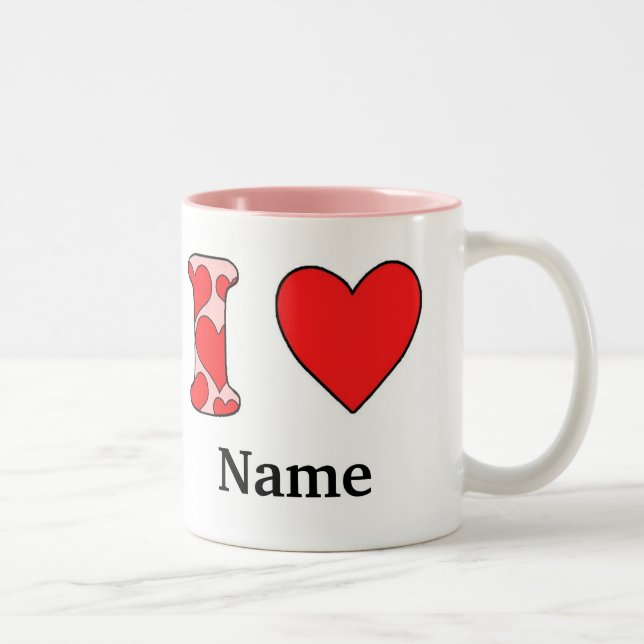 Pink I love costomized Two-Tone Coffee Mug (Right)