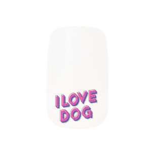 Pink I Love Dog Minx Nail Art