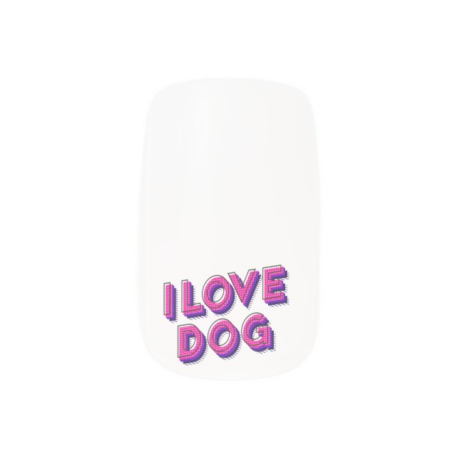Pink I Love Dog Minx Nail Art (Left Thumb)