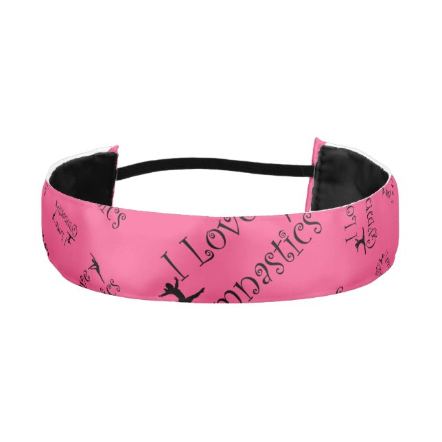 Pink I love gymnastics Athletic Headband (Front)