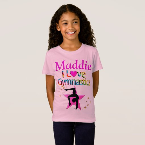 PINK I LOVE GYMNASTICS PERSONALIZED T SHIRT | Zazzle