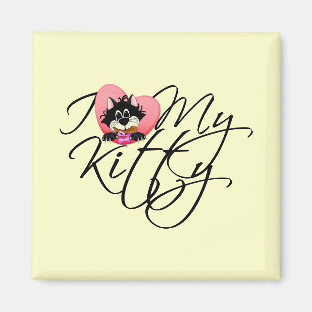 Pink I Love My Kitty Tshirts and Gifts Magnet (Front)