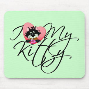 Pink I Love My Kitty Tshirts and Gifts Mouse Pad