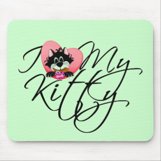 Pink I Love My Kitty Tshirts and Gifts Mouse Pad