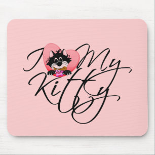 Pink I Love My Kitty Tshirts and Gifts Mouse Pad