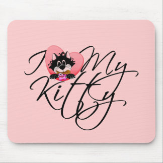 Pink I Love My Kitty Tshirts and Gifts Mouse Pad