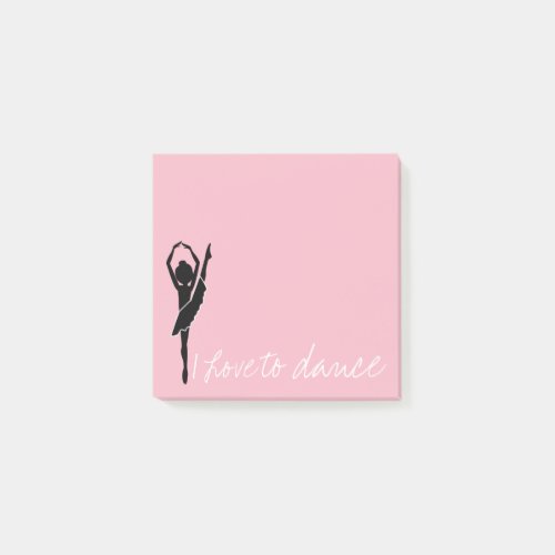Pink I Love To Dance Silhouette Ballerina Post_it Notes