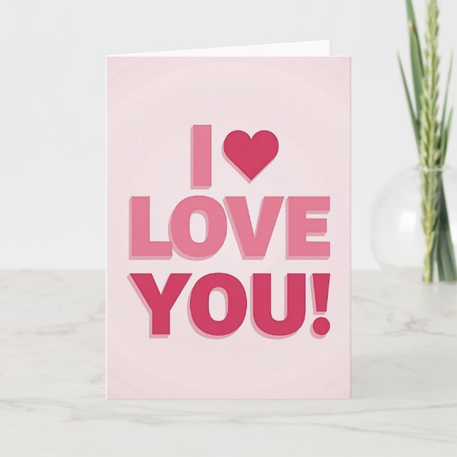 Pink I Love You 3D Card (Front)