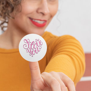 Pink I Love You Classic Round Sticker
