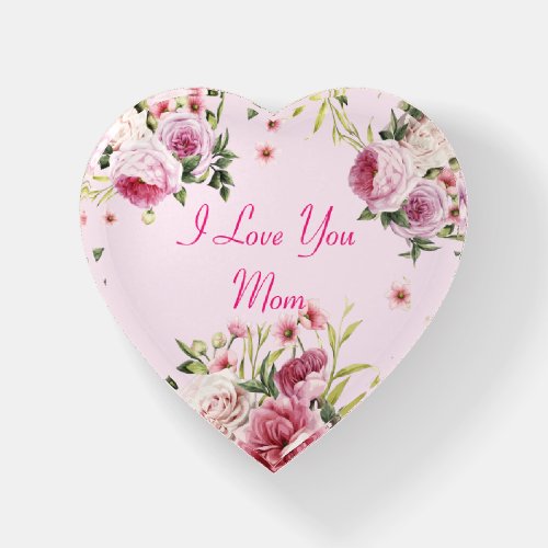 Pink I Love You Mom Paperweight