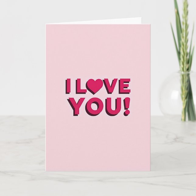 Pink I Love You Shadow Card (Front)