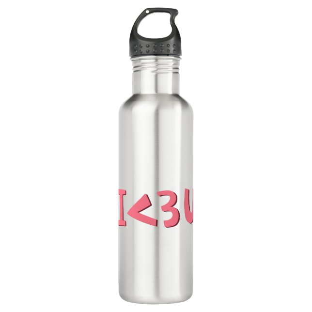 Pink I love you typography design element Stainless Steel Water Bottle (Front)
