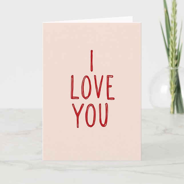 Pink I Love You Valentines Card (Front)