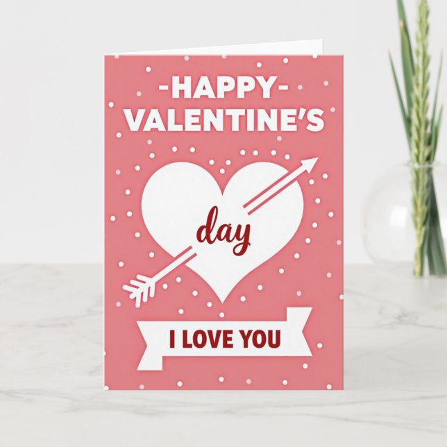 Pink I Love You Valentines Day Card (Front)