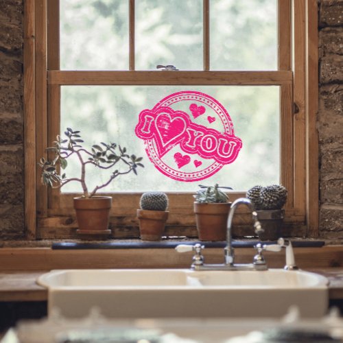 Pink I Love YouWindow Cling