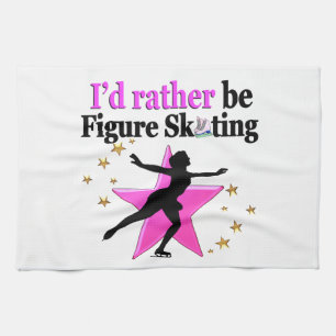 PINK I WOULD RATHER BE ICE SKATING DESIGN TOWEL
