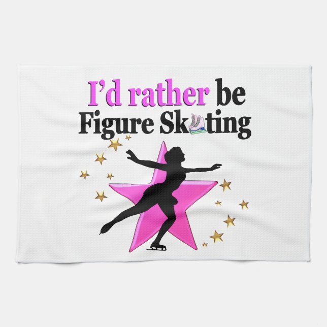 PINK I WOULD RATHER BE ICE SKATING DESIGN TOWEL (Horizontal)