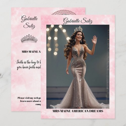 Pink Ice Border Pageant Platform Card | QR Code