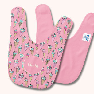 Pink Ice Cream baby girl Baby Bib