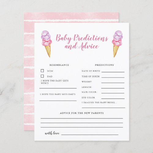 Pink Ice Cream Baby Predictions  Advice Card